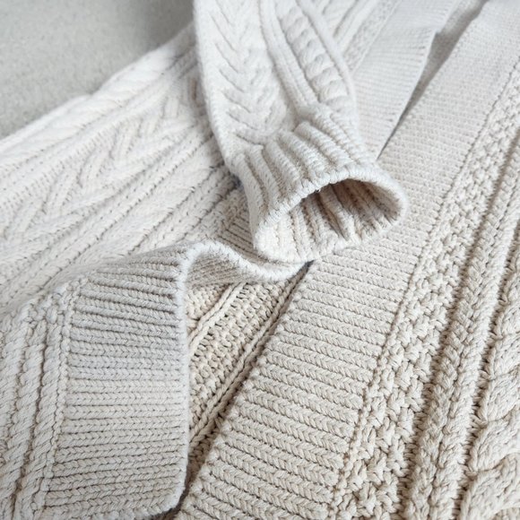 L.L. Bean Hooded Cable Knit Fisherman's Cardigan Sweater - Picture 6 of 8